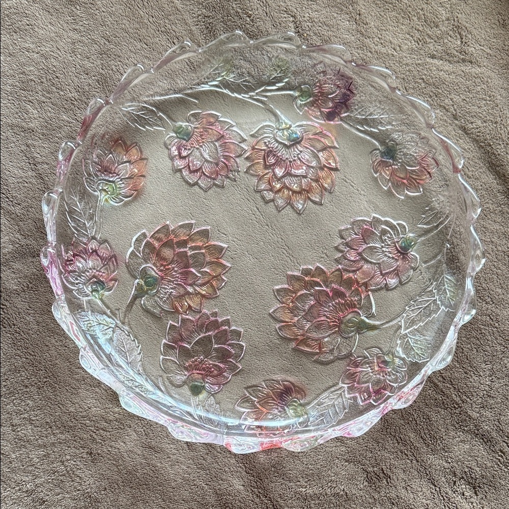 Floral Glass Decorative Plate
